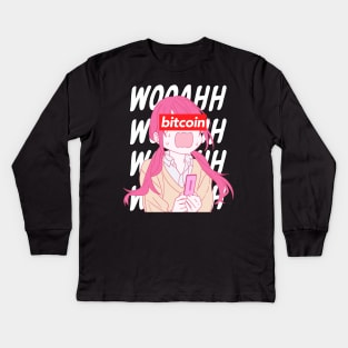 Anime girl bitcoin Kids Long Sleeve T-Shirt